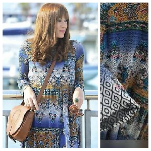 NWOT. Zara Patchwork Print Midi Dress. Size S. - Picture 3 of 11